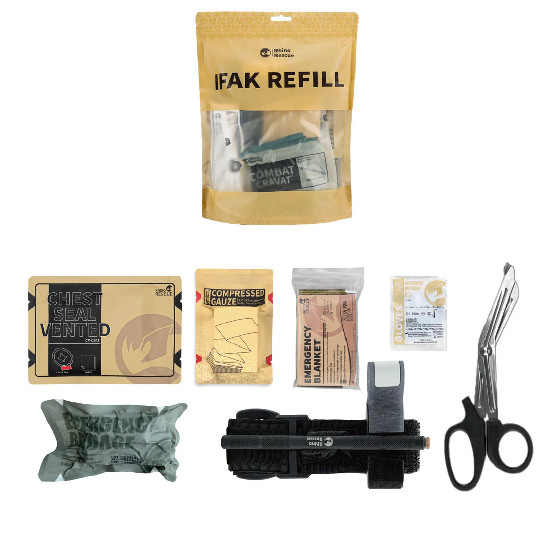 Recharge pour trousse de secours IFAK Rhino Rescue 7 pièces – Image 3